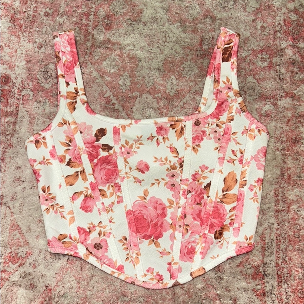 Floral Pink Corset Top